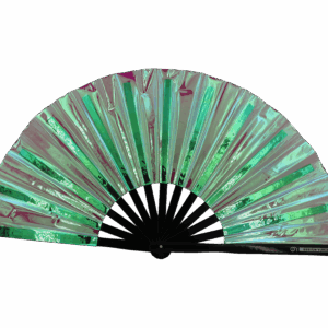 Festival Fan holografisch groen – iriserende accessoire voor Rave