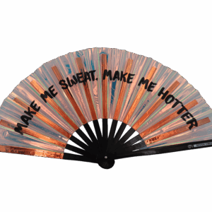 Festivalwaaier „MAKE ME SWEAT” holografisch roségoud – Rave