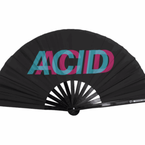 Festival Fan “ACID” zwart teal-roze – Techno & Rave accessoire
