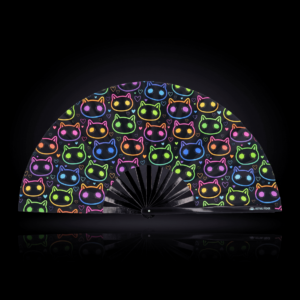 Festival Fans met neonkatten, zwart, voor raves en festivals